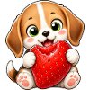 Cute Beagle Cartoon with Strawberries