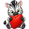 Süßes Cartoon Zebra mit Erdbeeren