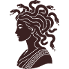 Medusa silhouette with snakes