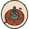 Kawaii frog in pumpkin