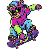 Teddy bear on a skateboard Neon