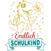 Endlich Schulkind Dino mit Blume