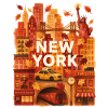 Herbst-NYC Skyline-Aquarell