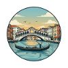 Venice Italy Rialto Bridge Gondola Sticker