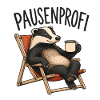 Pausenprofi Badger mit Kaffee