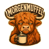 Morgenmuffel Kuh mit Kaffee
