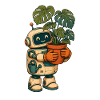 Robot with Plant Green Charm