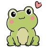 Süßer Kawaii-Frosch mit Herz-Cartoon-Aufkleber