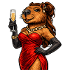 Noble capybara lady with sparkling wine