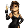 Elegante Capybara Dame mit Sektglas