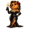 Capybara Dame im Abendkleid mit Schaumwein