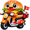 Kawaii Burger on Motorcycle