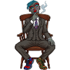 Surreal noir idol in a suit