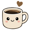 Süße Kawaii-Kaffeetasse mit Herzaufkleber