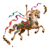 Goldene Karussellpferd und Feenbänder