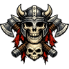 Viking Skull Helmet Axes Motif