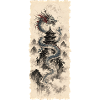 Blauer Drache im chinesischen Bergnebel