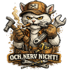 Zorniger Handwerkerkater mit Werkzeug