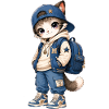 Kitten streetwear hooded blue