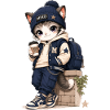 Urban kitten in blue hoodie