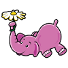 Rosa Elefant mit Gänseblümchen