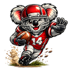 Cute koala playing American football