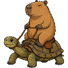 Capybara Rides Turtle Cartoon