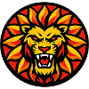 Fire Lion Sun Circle Emblem
