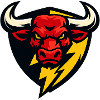 Roter Bullenblitz Schild