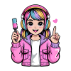 Fille Kawaii avec des écouteurs