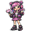Kawaii Anime Mädchen mit Kopfhörer