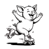 Cute Roller Skating Pig Skater