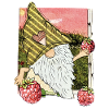 Garden gnome with raspberries
