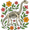 Brachiosaurus Skelett mit Blumen
