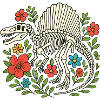 Spinosaurus Skelett mit Blumen