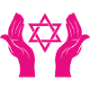 Magenta Hände mit Davidstern