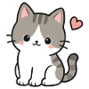 Cute Kawaii Kitten With Pink Heart