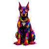 Bunter Neonhund mit Diamant