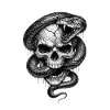 Schädel mit Schlangen-Gothic-Horrorgrafik