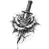 Rose With Dagger Gothic Graphic