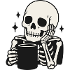 Funny Skeleton Holding Coffee Mug Illustration