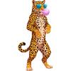 Cool leopard with sunglasses and bubblegum