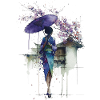 Urban Kimono Under Umbrella