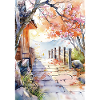 Chemin floréal en aquarelle