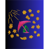 Golden flower parasol in midnight blue