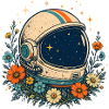 Cosmos Flowers Astronaut Helmet