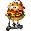 Funny Cartoon Scooter Scooter with Burger