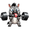 Zebra with Dumbbell Comic Bodybuilding Cartoon