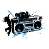 Blauer Grunge-Splash-Boombox