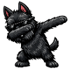 Dabbing Scottish Terrier in Comic Style